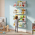Set 3 24 Inch of Kids Floating Bookshelves White Wall Mounted Nursery Book Shelves with Safety Rail Ideal Storage
