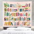 59Wx51H Inch Homewelle Reading Tapestry Modern Wall Art Unique Books Bookshelf Library Bookworm Floral Botanical