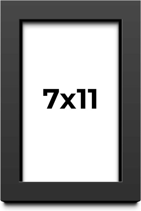 Poster Palooza 7x11 Frame - Black Solid Wood Picture Frame, Includes UV Acrylic Plexiglass & Hanging Hardware