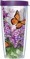 Monarch Butterflies Clear Wrap Super Traveler Tumbler Cup, 22 Oz with Purple Lid