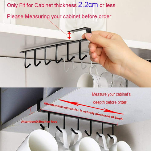 AliCH Mug Holder 2pcs Under Cabinet Mug Hooks Rack, Nail Free Coffee Cups Holder,Under Shelf Hanger for Cups/Kitchen Utensils/Ties Belts/Scarf/Keys Storage (White) by EigPluy