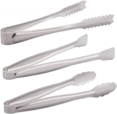 Small Serving Tongs Set, 6-Inch Appetizer Tongs, Stainless Steel Mini Tongs, Set of 6