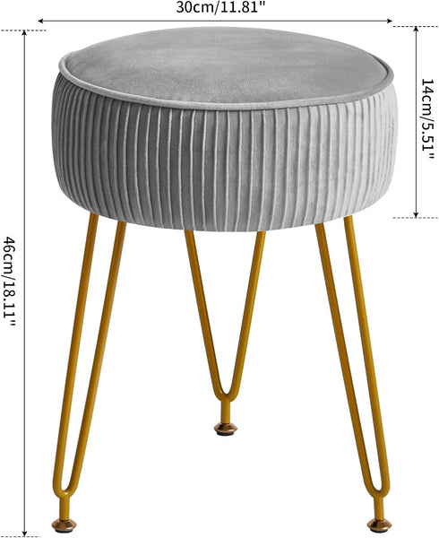 LG-30G IBUYKE Velvet Round Footrest Ottoman, Makeup Vanity Stool Side Table, Dressing Table Seat, Pouf Couch Stool