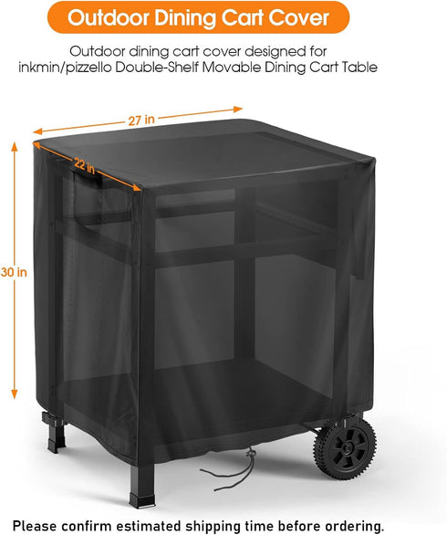 27 22 30 Inch Outdoor Prep Table Cover for Inkmin Double-Shelf Movable Dining Cart Table, Patio Bar Cart Cover