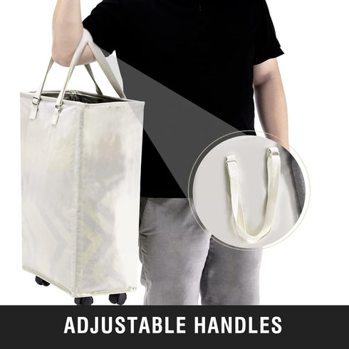 45L Closet, Slim Rolling Laundry Basket, Slim Laundry Hamper with Wheels and Adjustable Long Handles, Small Laundry