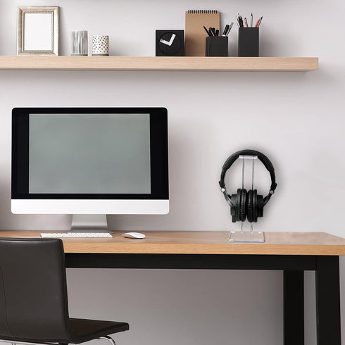 Acrylic Headphone Stand, Clear Gaming Headset Holder for Desktop Display Office Accessories with Metal Hardware