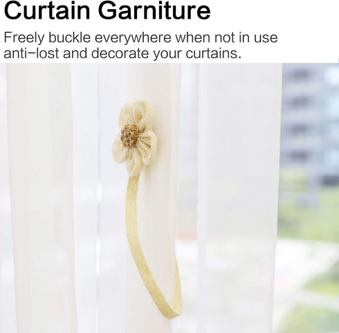 Magnetic Window Curtain Rope Holdbacks - 2 Pieces Simple Sunflower Decorative Knitted Cord Drapery Holder for Home