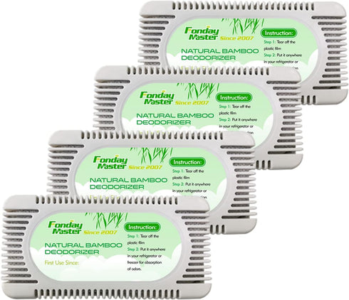 4 Packs Refrigerator Deodorizer (60g Each), Fonday Odor Eliminator for Fridges, Bamboo Activated Charcoal