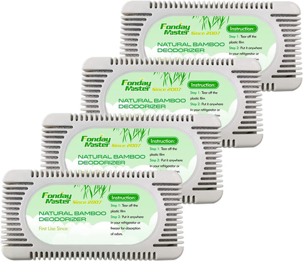 4 Packs Refrigerator Deodorizer (60g Each), Fonday Odor Eliminator for Fridges, Bamboo Activated Charcoal