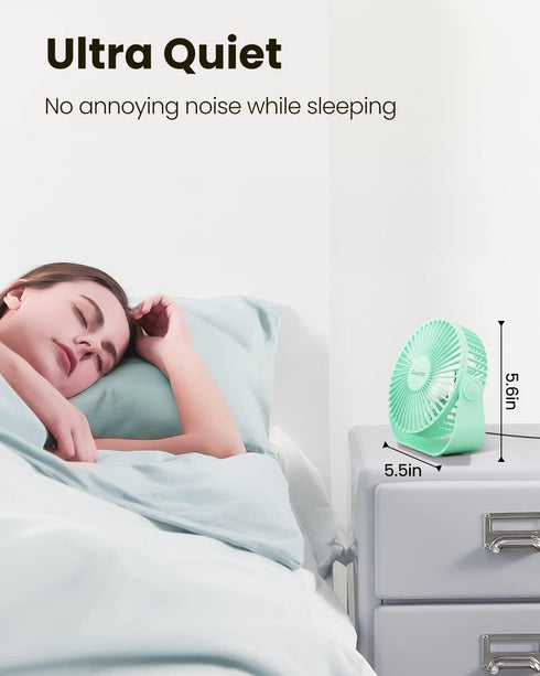 Gaiatop USB Desk Fan, 3 Speeds, 5.5 Inch Portable Small Fan, Quiet Table Fan, 90° Rotate for Bedroom, Home, Office
