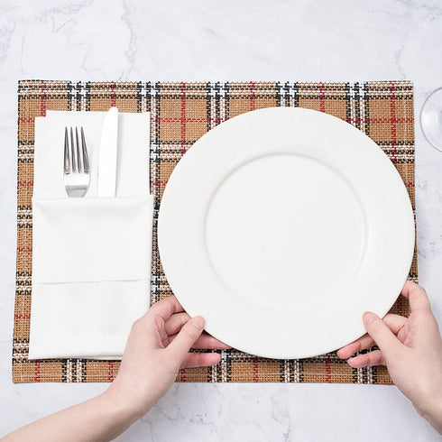 Restaurantware 16 x 12 Inch Dining Table Placemats Set of 6, Vintage Style Easy to Clean Plastic Mats