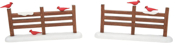 Department 56 Village Accessories Cardinal Christmas Fence Figurine Set, 2.5 Inch, Multicolor