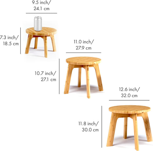 GOBAM Bamboo Step Stool - 7.3 inches Sturdy Foot Stool for Adults and Kids, Portable Wooden Stool for Kitchen and