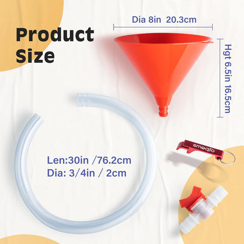 Beer Bong with Valve, Single Header Beer Funnel, Bonus Bottle Opener, 1 Pack