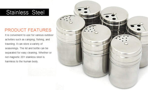 Gift Set Spice Jar with Shaker Tops, Food Seasoning Bottle with Travel Bag, Set of 6 Kitchen Gadget for Camping