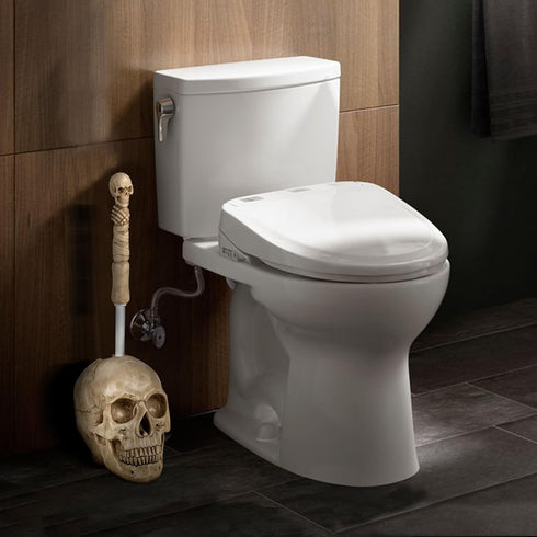 Set Set,Space Toilet Brush and Holder for Bathroom,Skullduggery Skeleton Gothic Bathroom Decor Toilet Bowl Brush Saving
