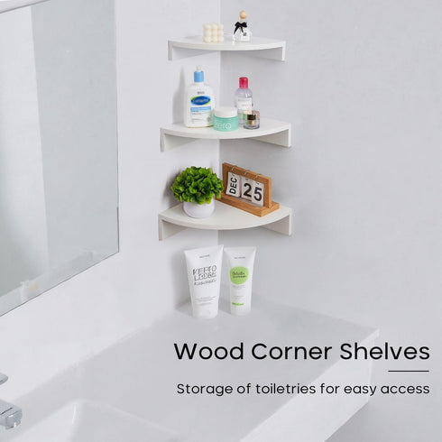 3 3 Pack Floating Corner Shelves, Tier Corner Shelf Wall Mount with Wire Hole Corner Display Wall Shelf for Bathroom