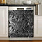 Black Floral Dishwasher Magnet – Engraved Dark Pattern Sticker for Fridge – Magnetic Panel Decals for Home Appliances