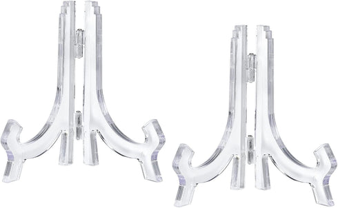 uxcell 2pcs 4.3" Easel Plate Holder, Plastic Folding Display Stand for Decorative Picture Frame