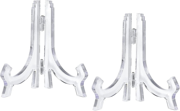 uxcell 2pcs 4.3" Easel Plate Holder, Plastic Folding Display Stand for Decorative Picture Frame