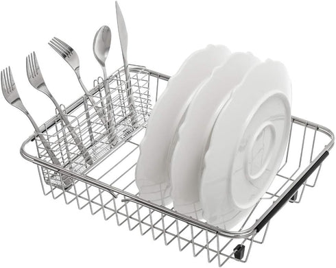 SANNO Utensil Silverware Holder Organizer, 4 Divided Compartments Stainless Steel Cutlery Organizer