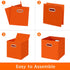 Fabric Storage Bins Cubes - Foldable Organizer with Handle, 11x11x11, Set of 3, Orange