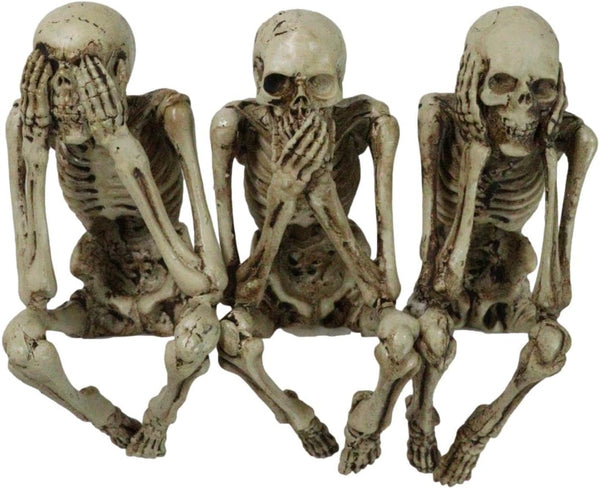 Ebros Gift Whimsical Gothic Skeletons Shelf Sitter Figurines, See No Evil Hear No Evil Speak No Evil