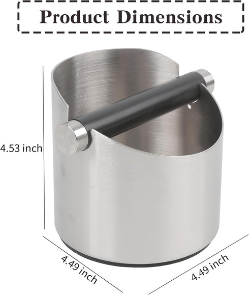 Stainless Steel Italian Espresso Tapping Box with Detachable Rod & Anti-Slip Rubber Base (Silver-S)