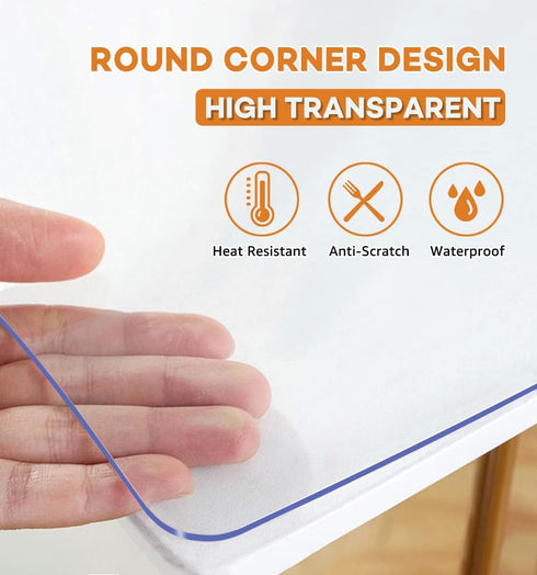 40x80 Inch New Version Clear PVC Table Cover Protector Clear Plastic Desk Pad for Dining Coffee Table Heat Resistant