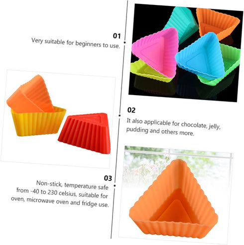 20pcs Triangle Muffin Cup Cupcake Liners, Silicone Cake Molds for Baking Mini Triangle Molds