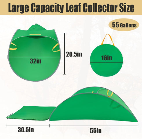 UQM Leaf Collector,Extra Large Portable Pop Up Leaf Bags, Foldable Leaf Pick Up Tools, Reusable Yard Garden Bags