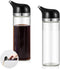 Yiyiring 2 Pcs Cruet Dispenser Set 8 oz, Black Glass Soy Sauce Dispenser,