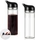 Yiyiring 2 Pcs Cruet Dispenser Set 8 oz, Black Glass Soy Sauce Dispenser,