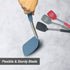 2 Pack Solid & Slotted Silicone Spatula Set, Stainless Steel Handle, Non Stick, Heat Resistant, Starry Blue