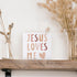 5x5 Baby Girls Nursery Decor - Jesus Loves Me Christian Gifts Wood Sign Wall Art Decoration, Boho Neutral Bible Verse