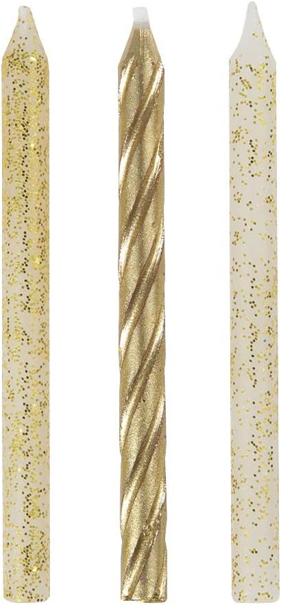 Dazzling Glitter & Gold Spiral Birthday Candles, 24ct Assorted Pack, Premium Quality, Long-Lasting Design