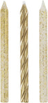 Dazzling Glitter & Gold Spiral Birthday Candles, 24ct Assorted Pack, Premium Quality, Long-Lasting Design