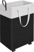 HomeHacks Large Rolling Laundry Hamper, Collapsible Waterproof Basket on Wheels for Bathroom, Bedroom & Dorm (Black)