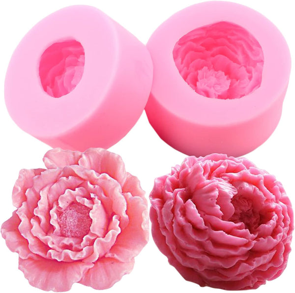 Mujiang Peony Silicone Mold Flower Candy Molds for Chocolate Sugar Craft Fondant Soap Candle Wax Cake Decorating (Set
