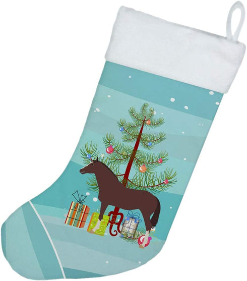 Caroline's Treasures BB9280CS English Thoroughbred Horse Christmas Stocking, Teal Fireplace Hanging Holiday Decor