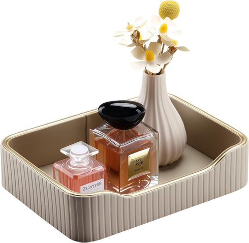 KINGFOM Prefume Tray, PU Leather Valet Tray Nightstand Organizer Trays for Men Women, Table Centerpieces Decorative