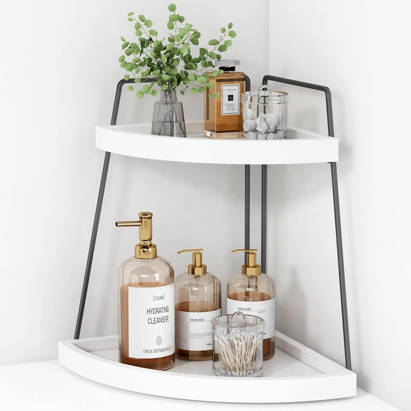 Forbena Corner Bathroom Organizer Countertop, 2Tier Sink Corner Shelf Stand for Kitchen