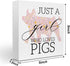 AACQQ Funny Pig Gifts - Wooden Box Sign for Office, Home, Farmhouse, Bathroom, Bedroom, Desk, Tabletop, Bookshelf, Wall