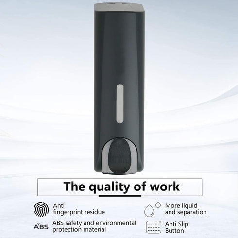 Shampoo and Conditioner Dispenser, No Drill Wall Mounted Shower Dispenser, Black, Single Chamber, 350ml