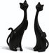 masteymoh Cat Figurines Pack of 2, Black Resin Cat Statues Minimalist Modern Abstract