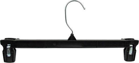 HangOn Recycled Plastic Pants Hangers with Ridged Clips, 12 Inch, Black, 10 Pack