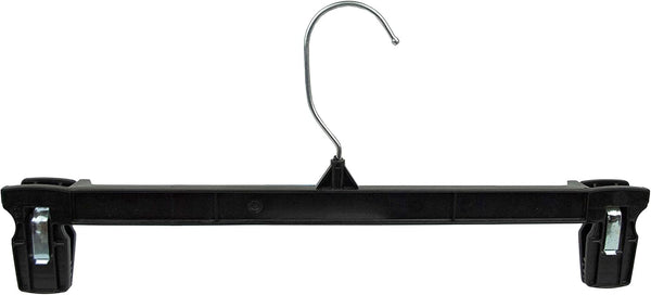 HangOn Recycled Plastic Pants Hangers with Ridged Clips, 12 Inch, Black, 10 Pack