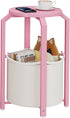 TB01BP092 TUTOTAK Small Side Table, Round End Table, Night Stand, Bedside Table, Sofa Table with Storage Basket, Living