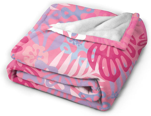 Jbofyee 80x60 Inch Hawaii Flowers Pink Throw Blankets All Season Ultra Soft Warm Tropical Aloha Pattern Fleece Blanket