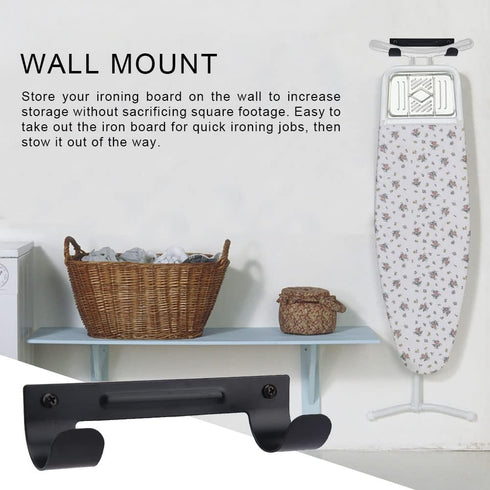Ironing Board Hanger Wall Mount - Storage Organizer with Screws, Bracket Hook for Y-Leg or T-Leg Ironing Boards